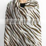 Zebra Pattern Printed Wool Scarf thumbnail-3