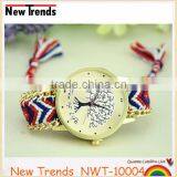 New Arival Fashion Colorful String Weaved Tree Design Quartz Lady Watch thumbnail-5