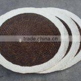 Brown and White Round Bamboo Woven Placemat thumbnail-1