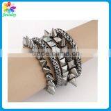 Multi Layers Gothic Punk Style Beaded Women Lady Brand Rose Gold Bracelet thumbnail-2