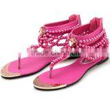 Bohemian beaded clip toe sandals flat with flat shoes wind casual beach
