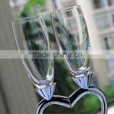 2015 new design lead free clear crystal 170ml wedding glass with heart shape