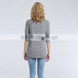 Women's Knit Striped Blouse With Hi-low Bottom Looking thumbnail-6