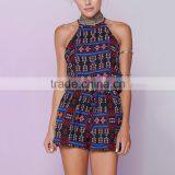 Newest Clubwear Spaghetti Strap Geomtrical Print Woman Sexy Short Jumpsuits thumbnail-2