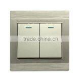 China Hot Sale Two Gang One Way Brushed Champagne Light Switch
