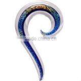 Dichroic Glass Ear Hook Flesh Plug Ear Stretching Jewelry Body Piercing