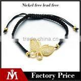 Womens Handmade Rope Bracelet Gold Plated Butterfly Charm Bracelet thumbnail-1