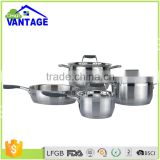patented 7pcs cast s.s. and silicone handle cookware set
