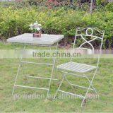 Antique Green Square Table Patio Set Folding Iron Metal Garden Furniture Coffe Bistro Set thumbnail-2