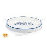 Ideal For Outdoor Entertaining, BBQs, Picnics Tray,metal Tray With White Body & Blue Rim thumbnail-1