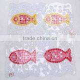 Transparent PVC anti slip bath mat with fish patterns/bathroom mat