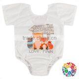 New Fashion Baby Girls Gorgeous Printing Short Sleeve Onesie Organic Cotton White Baby Romper thumbnail-3