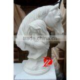 White Marble Girl and Horse Bust Sculpture thumbnail-1