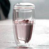 Borosilicate Double Wall Glass Cup With Lid thumbnail-1