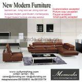 JR061elegant Chic Contemporary Coffee Color Cow Leather L Shape Living Room Luxury Sofa Set Home Furniture New thumbnail-1