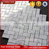 White Marble Herringbone Mosaic Tile thumbnail-1