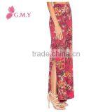 Summer Ultra-wide-leg Trousers Slit Hem Pants Beach Chiffon Palazzo Pants Lasted Pants Design for Women thumbnail-2