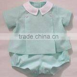 Wholesale Kids Short Sleeve Oxford Stripes Spanish Baby Clothes Sets thumbnail-1
