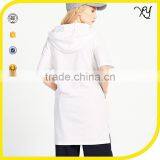 Custom Womens Short Sleeve Printing Casual Oversize Longline Hooded T Shirts Hip Hop thumbnail-2