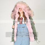 Myfur Plus Size Mini Parka With Fur Lining Luxury Colorful Raccoon Fur Hood thumbnail-2
