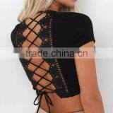 Runwaylover 117 Sexy Deep V-Neck Ladies 2017 Fashion Hollow Out Crop Tops thumbnail-2