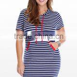 Classic Stripe Details Front Pocket Plus Size Dress,women Plus Size Clothing thumbnail-2