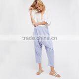 Comfy All Cotton Drop Crotch Fit Easy Drawstring Waist Womens Harem Pants thumbnail-2