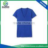 Popular Design Ladies Blue Color 95 Cotton /5 Elastane T-shirt With Deep v Neck t Shirts thumbnail-1