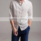 Retro Solid Color the Chinese Dress Buttons Three Quarter Sleeve Fashionable t Shirt for Men thumbnail-3