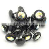 4PCs Cool 16 Gauge 316L Surgical Grade Steel Clear AB Color Rhinestone Fake Ear Plugs thumbnail-2