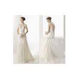 A Line Chiffon Cap Sleeve Ruffled Womens Wedding Dresses With Flower Lace Applique thumbnail-1