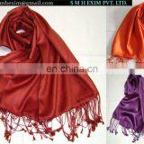 Satin weave pure silk shawl and scarf in wide range of colors UK