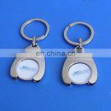 Custtom Two Euro Metal Coin Holder Keyrings, Shopping Cart Token Coins Keychains thumbnail-1