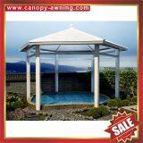 Outdoor Hotel Villa Park Garden Wood Look Style Aluminum Alloy Metal Pavilion Pagoda Gloriette Kiosk thumbnail-1