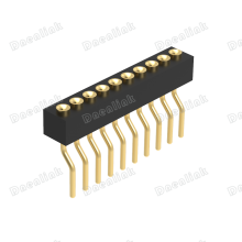 Dnenlink 1.27mm Pitch Single Row H2.0mm Concave Contact Right Angle Female Header DIP Type PogoPin Header thumbnail-4