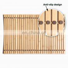 Popular Hand Made Anti-slip Bathroom Shower Mat Natural Bathroom Floor Mat Home and Hotel Bamboo Bath Mat in Square Shape thumbnail-4