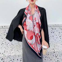 Flowers Oil Painting Fashion Dress Silk Feels Soft Scarves Literature and Art Style High Quality 130CM thumbnail-2