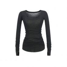 Solid Color Design Niche Long Sleeve Sleeve T-shirt Sexy Spice Girl Big U Collar Light Breathable Base Shirt thumbnail-4