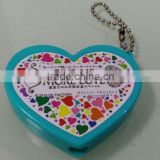 mini projection customized keychain, heart shaped led light keyring with ball chain