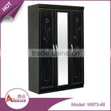 Foshan custom made size mdf panel type clear texture 3 door and 2 drawers wooden wardrobe closet in bedroom