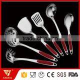 3 MM Thick 6 Pcs Kitchen Utensil Set of Stainless Cookware With Red Silicone Handle thumbnail-1