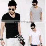 Mens Fashion Slim Fit Blank V-neck T Shirt Wholesale