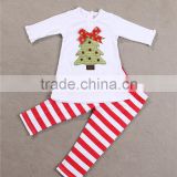 2015 new arrivals girl Chrismas white long sleeve t-shirt sets, t-shirt with pants