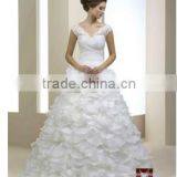 French Design Ball Gown Wedding Dress / Gown Organza Shuttlecocks Drapery Eyelash Lace thumbnail-2