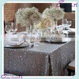 YHT#131 Silver Sequin Polyester Banquet Wedding Wholesale Cheap Table Cloth Linen Overlay thumbnail-1