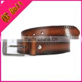 Classic Nice Coffee Men Genuine Leather Belt With Silver Pin Buckle