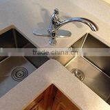 Stainless Steel 304 Double Bowl Kitchen Sink Corner Sink Above Counter thumbnail-6