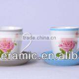 Village Garden Style With Saucer for Gift for Souvenir Mugs Ceramic Dimensions 10oz