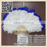 Wedding Party Decoration 30-32 Inch Large White With Blue Ostrich Feather Fan