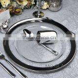 Wholesale Fancy Events and Catering Gold Silver Rimmed Glass Wedding Charger Plate